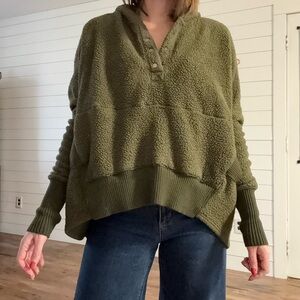 Olive Green Hooded Pullover Sweater